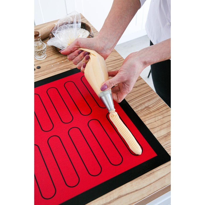 Силиконовый коврик армированный «Эклер», 60×40 см, цвет красный - фото 1889427606