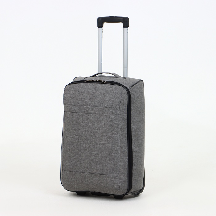 Чемодан малый 20", отдел на молнии, наружный карман, 2 колеса, цвет серый - Фото 1
