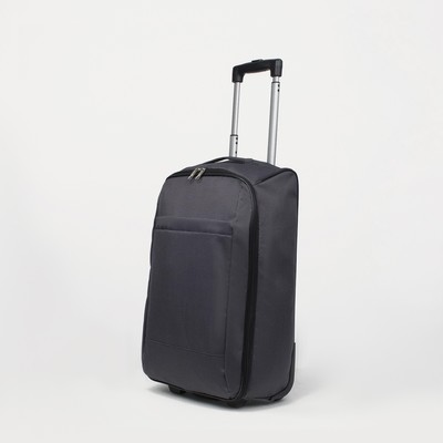 Чемодан малый 20", отдел на молнии, 2 колеса, цвет тёмно-серый