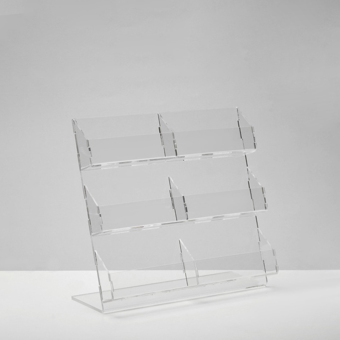 Подставка для визиток, 6 мест, 19×19×9.5 см, оргстекло 2 мм