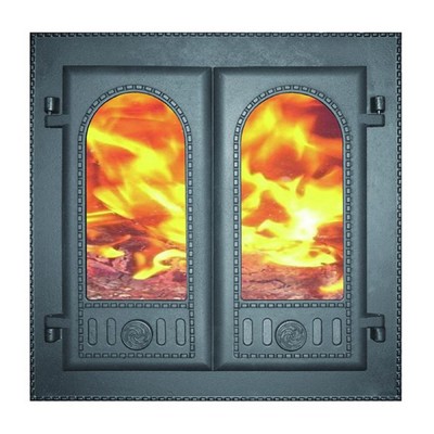 Дверка каминная топочная «Горница»  ДК-6С, 50х50х10,2 см, со стеклом, 2 термошнура