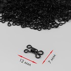 Крючок пришивной №1, 12 × 7 мм, 100 шт, цвет чёрный - Фото 1