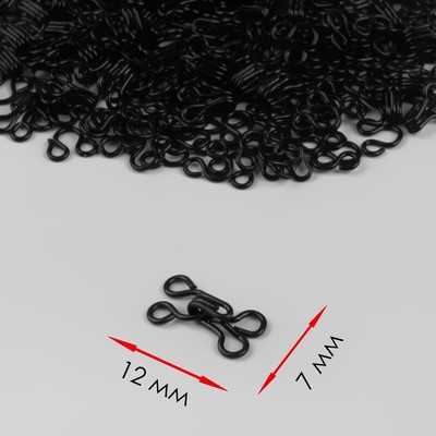 Крючок пришивной №1, 12 × 7 мм, 100 шт, цвет чёрный