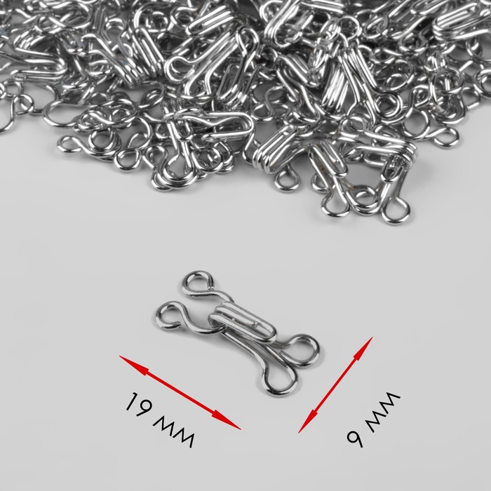 Крючок пришивной №3, 19×9 мм, 100 шт., цвет серебряный