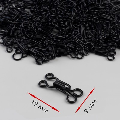 Крючок пришивной №3, 19 × 9 мм, 100 шт, цвет чёрный