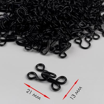 Крючок пришивной №4, 21×13 мм, 100 шт., чёрный