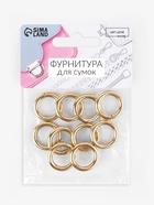 Кольца для сумок, d=12 мм, толщина - 3 мм, 10 шт., цвет золотой - Фото 3