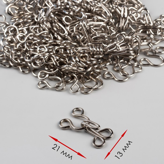 Крючок пришивной №4, 21×13 мм, 100 шт., цвет серебряный