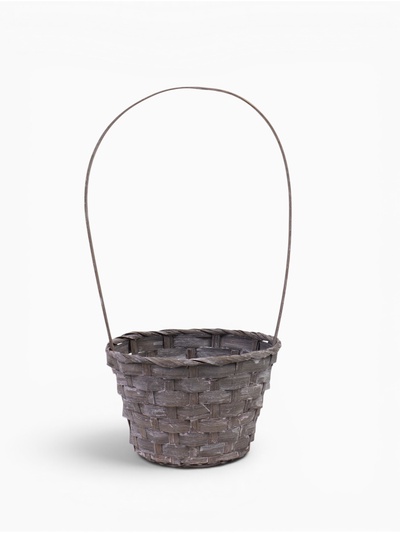 Корзина плетёная, бамбук, d=13xH9.5/28 см, серый