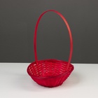 Корзина плетёная, бамбук, d=19xH5 см, красный - Фото 2
