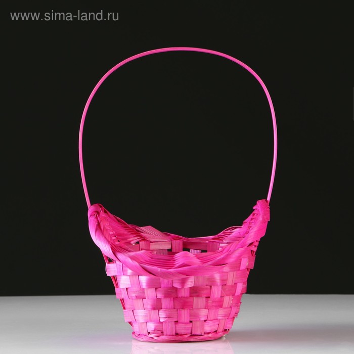 Корзина плетеная, бамбук, D21/13xH14/29 см, розовый - Фото 1