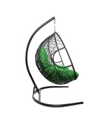 Кресло - кокон подвесное «Для двоих», 130×68×186 см, с искусственным ротангом, чёрное, с зелёной подушкой  (артикул 4723831)  большой выбор товаров оптом и в розницу по низким ценам с доставкой