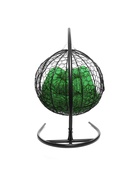 Кресло - кокон подвесное «Для двоих», 130×68×186 см, с искусственным ротангом, чёрное, с зелёной подушкой  (артикул 4723831)  большой выбор товаров оптом и в розницу по низким ценам с доставкой