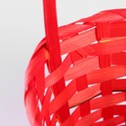 Корзина плетеная, бамбук, D13xH9.5/28 см, красный - Фото 3