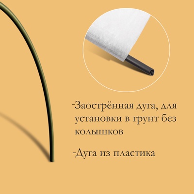 Парник прошитый, длина 4 м, 4 дуги из пластика, дуга L=2 м, d=16 мм, спанбонд 35 г/м², «Малышок»