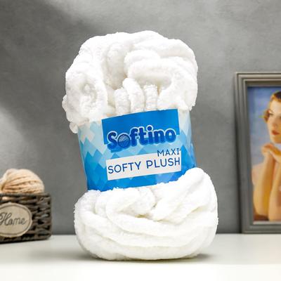 Пряжа фантазийная 100% полиэстер "Softy plush maxi" 250 гр 22 м белое облако