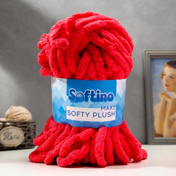 Пряжа фантазийная 100% полиэстер "Softy plush maxi" 250 гр 22 м красный сольферино - Фото 1