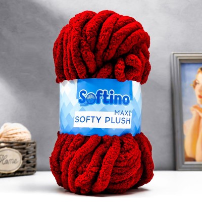 Пряжа фантазийная 100% полиэстер "Softy plush maxi" 250 гр 22 м вишневый