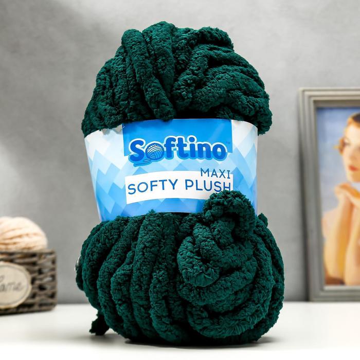 Пряжа фантазийная 100% полиэстер "Softy plush maxi" 250 гр 22 м пихтовый зелёный - Фото 1