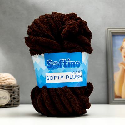 Пряжа фантазийная 100% полиэстер "Softy plush maxi" 250 гр 22 м тёмный шоколад