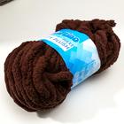 Пряжа фантазийная 100% полиэстер "Softy plush maxi" 250 гр 22 м тёмный шоколад - Фото 2