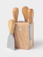 Набор ножей для подачи сыра, 4 шт., на магнитной подставке, 8.5×8.5×16.5 см, бежевый - Фото 2