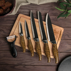 Набор кухонных принадлежностей «Хищник», лезвие 8,5 см, 12,5 см, 17 см, 20 см, 20 см, керамическая овощечистка - фото 61867970