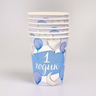 Посуда одноразовая бумажная «1 годик, мальчик», 6 тарелок, 6 стаканов, 6 колпаков, 1 гирлянда - Фото 6