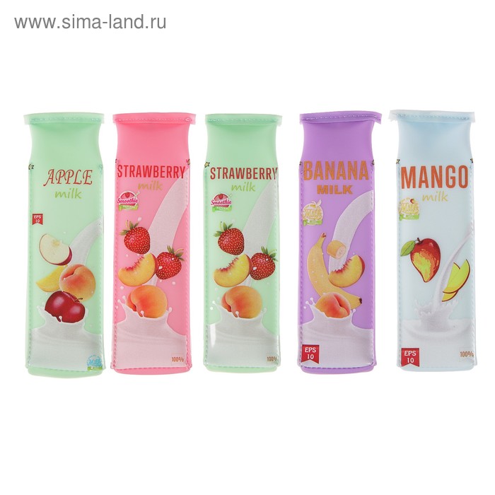 Пенал школьный «Пакет Сок», силикон, на молнии, МИКС - Фото 1