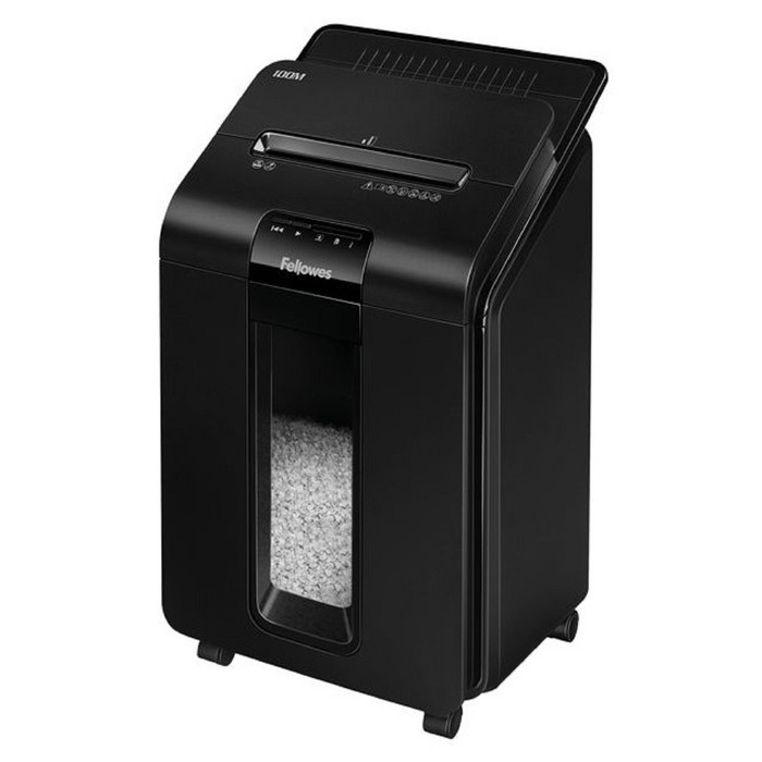 Шредер Fellowes AutoMax 100M (P-4), фрагменты 4x10мм, 100листов одн, скобы, пл.карты, 23л - фото 51358398