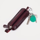 Ключница на молнии, длина 10 см, металлическое кольцо, цвет бордовый - Фото 3