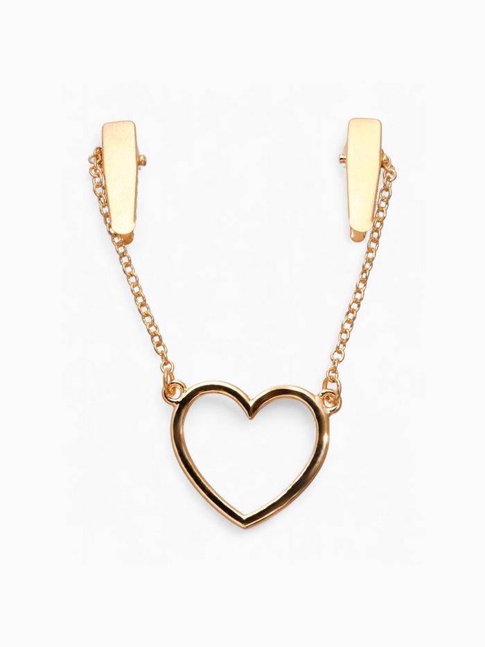Зажим для кардигана "Сердечко" на цепочках, цвет золото