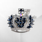 Брошь «Корона», цвет бело-синий в серебре - Фото 1