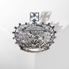 Брошь «Корона», цвет бело-синий в серебре - Фото 2