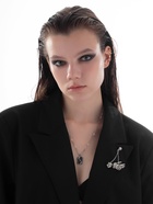 Брошь «Скелет» с цепочкой, чёрно-белая в серебре - фото 59978048