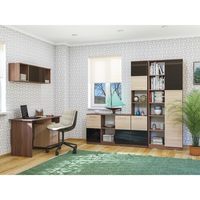 Полка навесная Брайтон 2026, 1000х216х220, Ясень шимо темный/Ясень шимо светлый