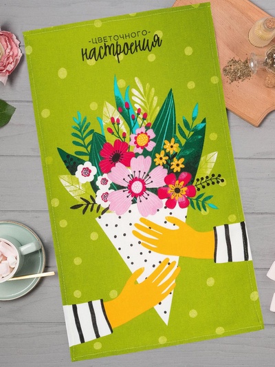 Полотенце кухонное «Цветочного настроения» 35×60 см