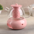 Набор чайный из стекла «Нежность», 9 предметов: чайник 700 мл, 6 кружек, цвет розовый - Фото 3