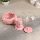 Набор чайный из стекла «Нежность», 9 предметов: чайник 700 мл, 6 кружек, цвет розовый - Фото 4