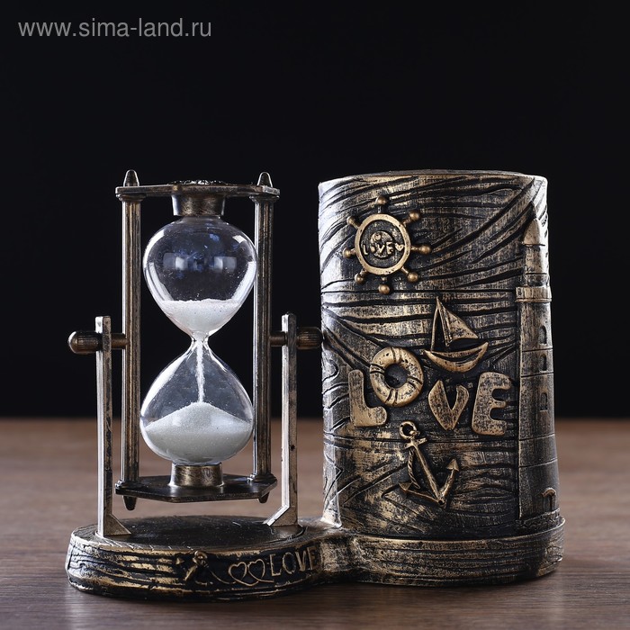 Песочные часы "Море - любовь", сувенирные, органайзер для канцелярии, 16.5 х 8 х 13 см - Фото 1