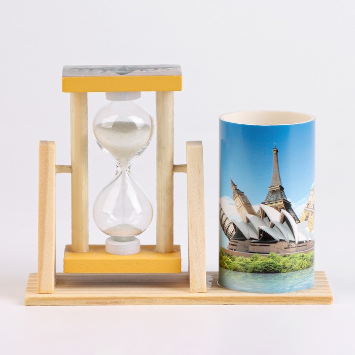 Песочные часы "Достопримечательности", сувенирные, с карандашницей, 12.5 х 4.5 х 9.3 см, микс 472712 - Фото 1