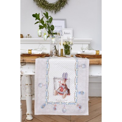 Дорожка на стол Этель «Пасхальные Тильды», 40×146 см, 100% хлопок, саржа 190 г/м², белая/розовая