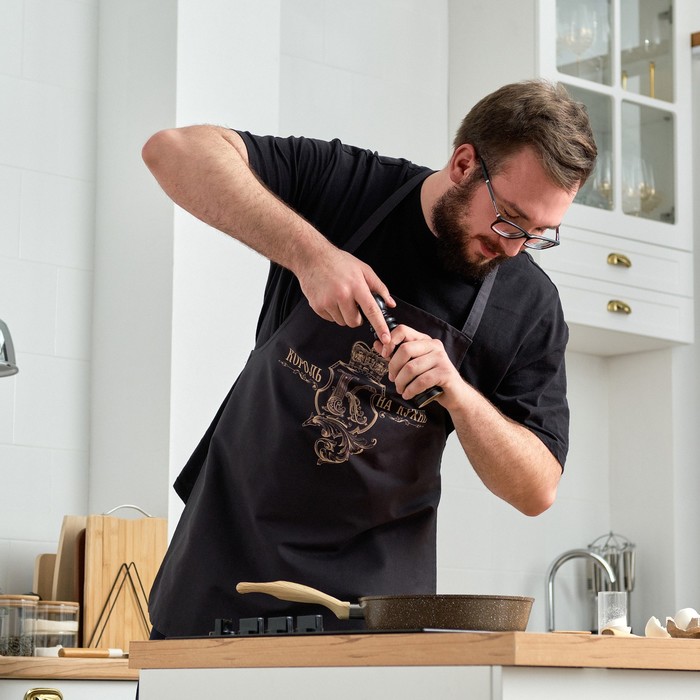 Фартук кухонный мужской «Этель. Король на кухне», 70×60 см, 100% хлопок, саржа 190 г/м² - Фото 1