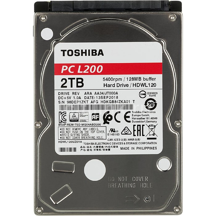 Жесткий диск Toshiba L200, 2Тб, SATA-III, 3.5