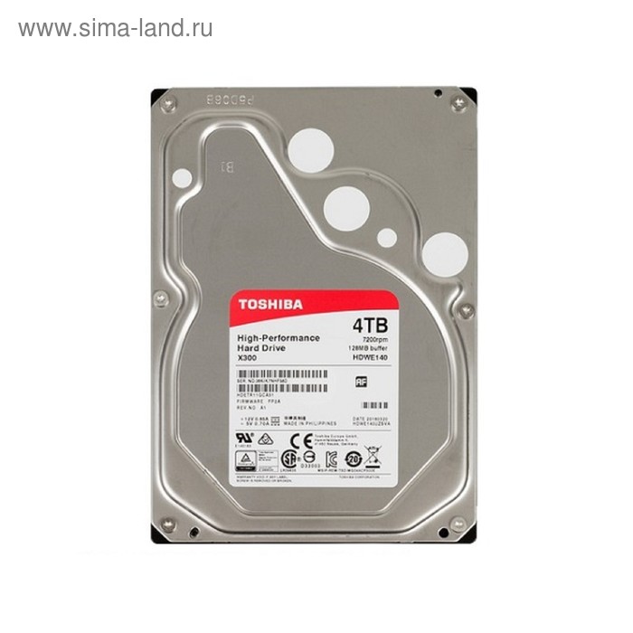 Жесткий диск Toshiba X300, 4Тб, SATA-III, 3.5" - Фото 1