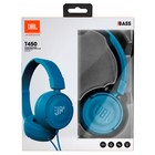 Наушники JBL T450, накладные, 1.2 м, проводные, синие - Фото 3
