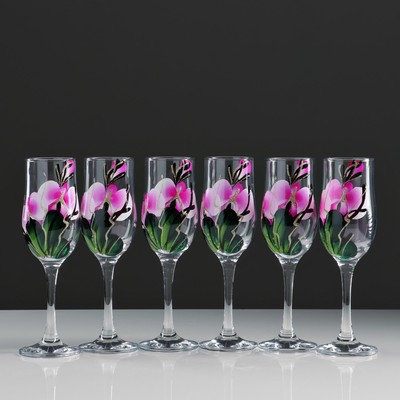Набор бокалов для шампанского "Орхидея"  6 шт, 180 мл