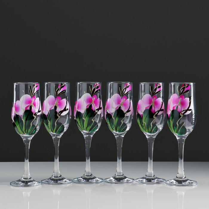 Набор бокалов для шампанского &quot;Орхидея&quot;  6 шт, 180 мл