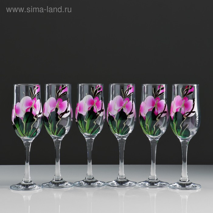 Набор бокалов для шампанского Орхидея  6 шт, 180 мл