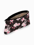 Косметичка с цветочками, на молнии, чёрная - Фото 2